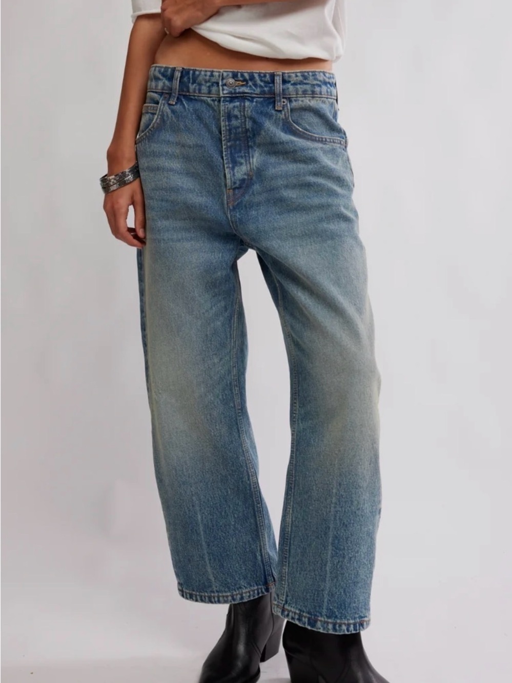 NWT We The Free Deep Trance Dropped Boyfriend Jeans in ‘From Beyond’ Size 27